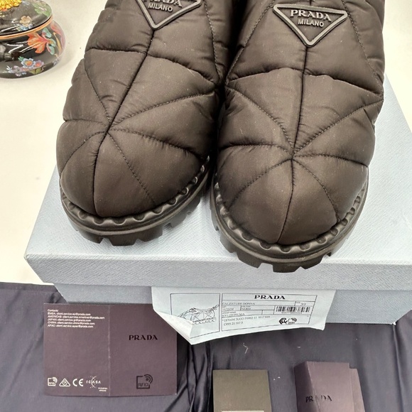 Women’s Prada re-nylon triangle logo padded draw cord snow boots size 39 Italy - Picture 11 of 11